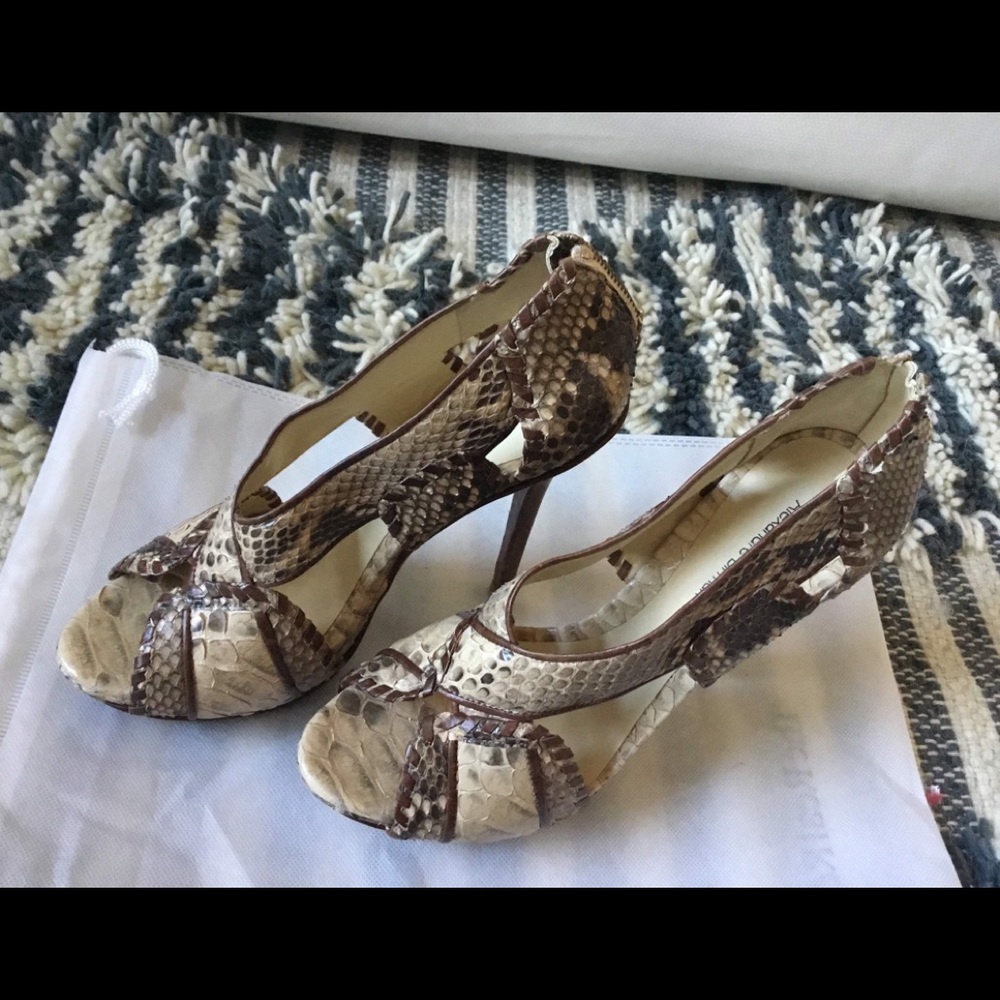 Python Alexandre Birman Sandals W/Leather Trim 8.5 - image 1